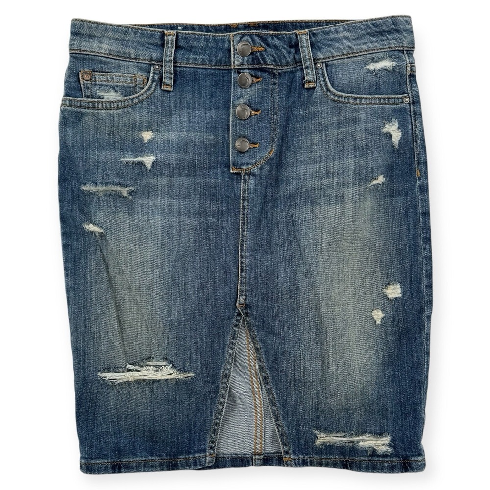 Joe's Jeans Jesenia Denim Skirt Womens 27 Blue Distressed Slit Front Pencil NEW